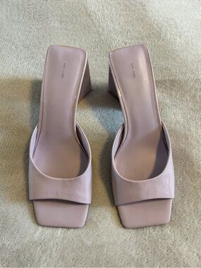 OAK + FORT Pale Lilac Square-Toe Slide Heels
